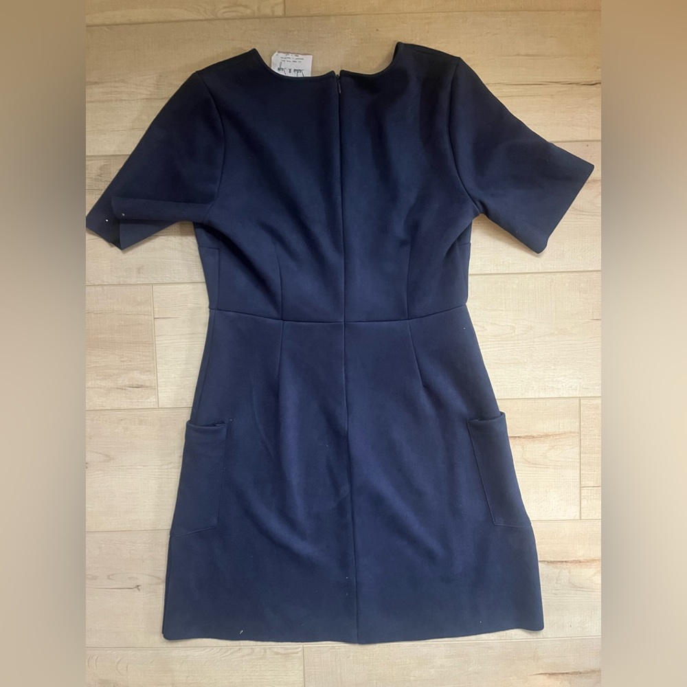 Sadie&Sage Navy Blue Dres, pockets, Suede like material  size Medium - Picture 2 of 5